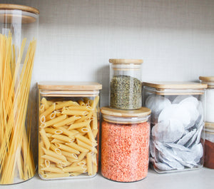 Glass storage jar with Bamboo Lid with personalised labels | 0.8L