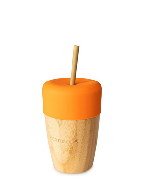 Cup (210ml) with silicone topper and 2 bamboo straws